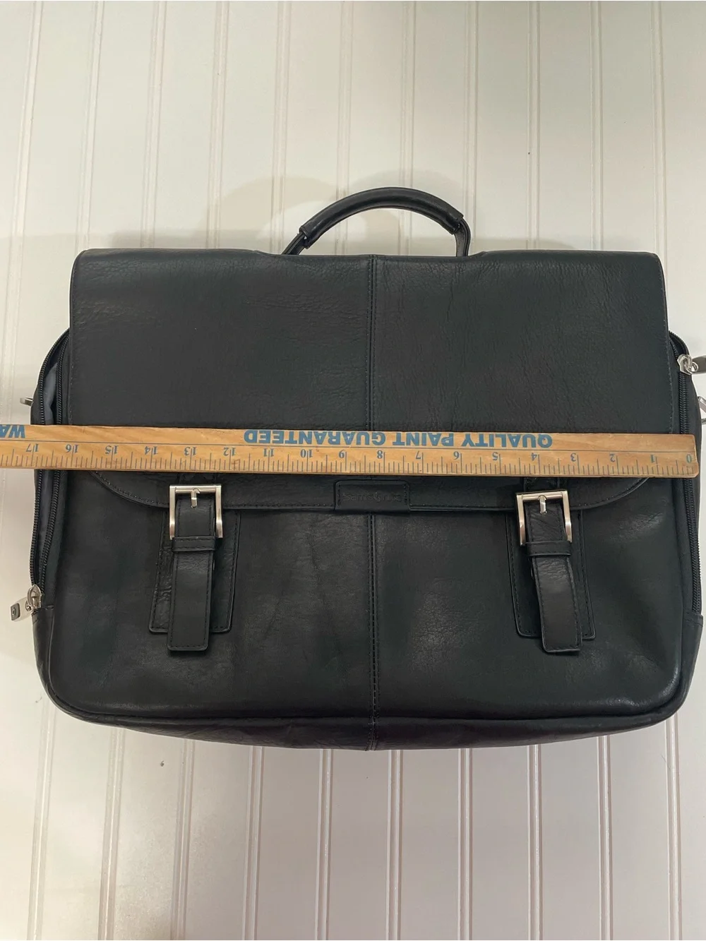 Samsonite Black Genuine Leather Laptop Briefcase Attache Messenger Bag